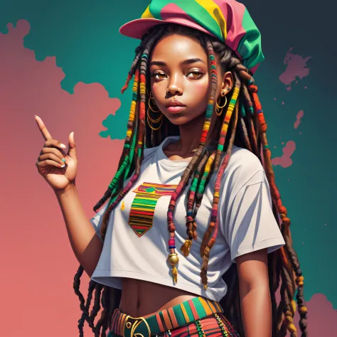 vector art,smudge art(1girl rasta with white clothes)mafia