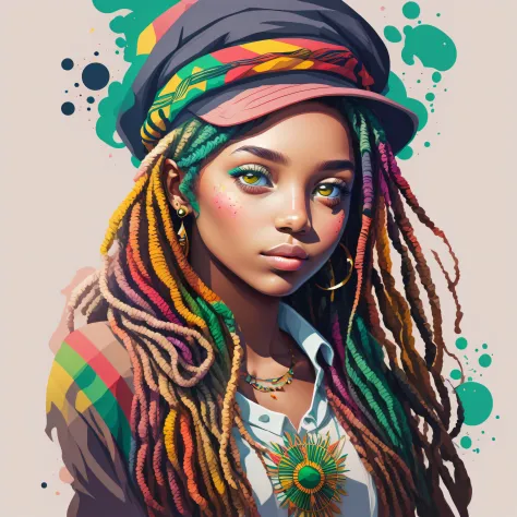 vector art,smudge art(1girl rasta with white clothes)mafia