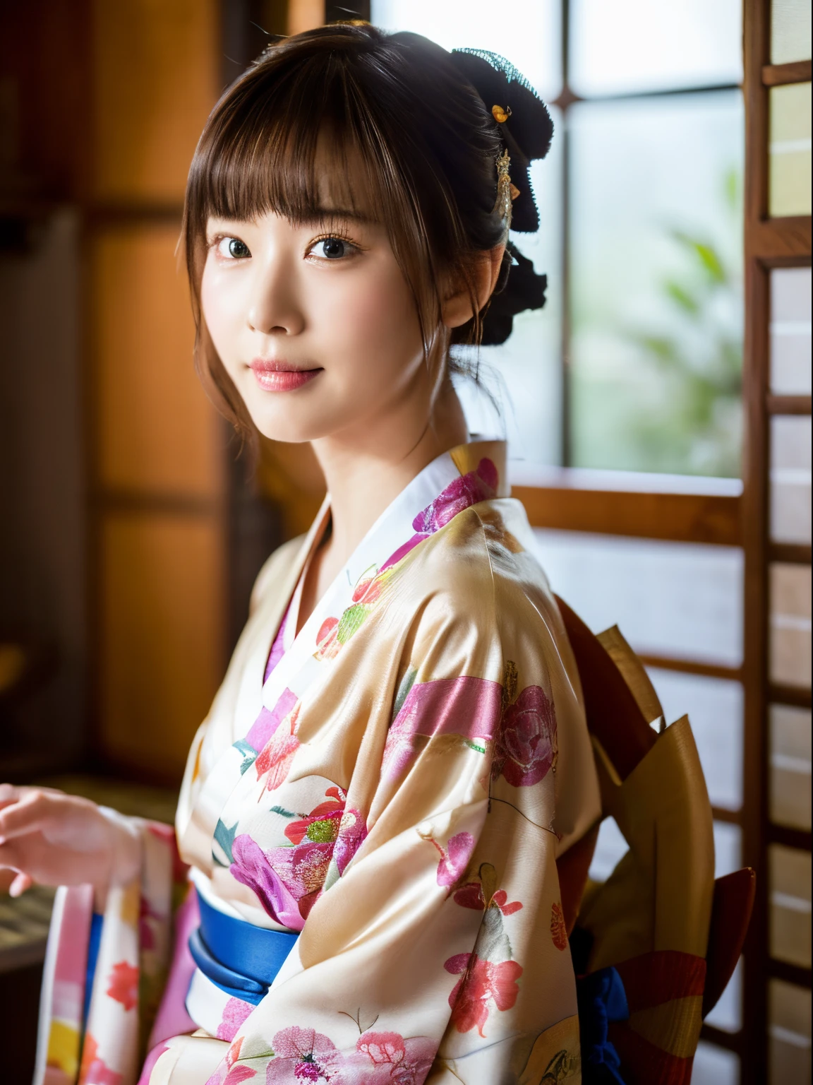 Kimono, Herz, (8K, RAW-Foto, beste Qualität, Tischplatte: 1.2), (Realistisch: 1.6), (Tischplatte), (beste Qualität: 1.0), (Ultrahochauflösend: 1.0), Detail, 20er Jahre, One, Detail schöne Haut, Detailraum, ,Realistisch skin