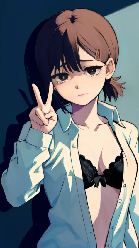 (sfw), (masterpiece:1.2), best quality, masterpiece, highres, original, extremely detailed wallpaper, (ultra-detailed), (best illustration), (best shadow), (Kobeni), small breasts, perky breasts, (white collared shirt), (blood stain:1.1), (horrified:1.2), ...