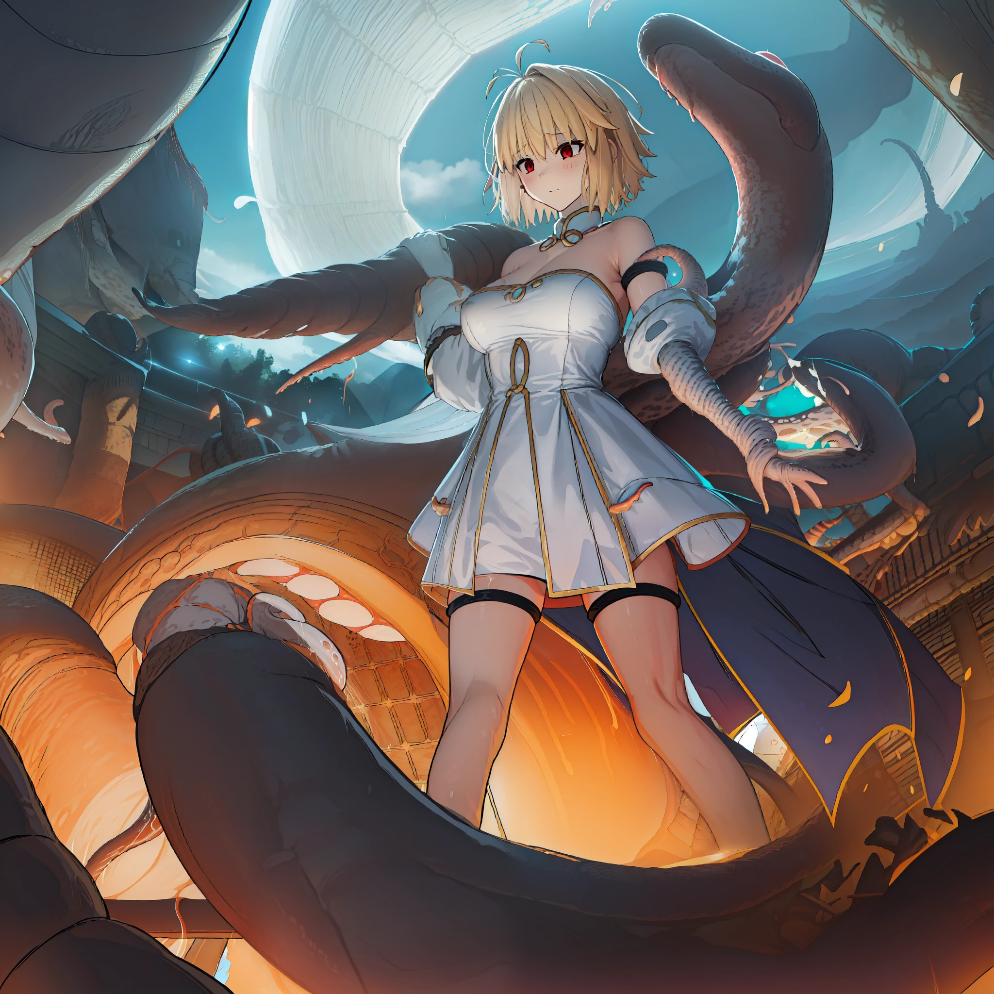 Anime girl with a giant octopus in her hand - SeaArt AI