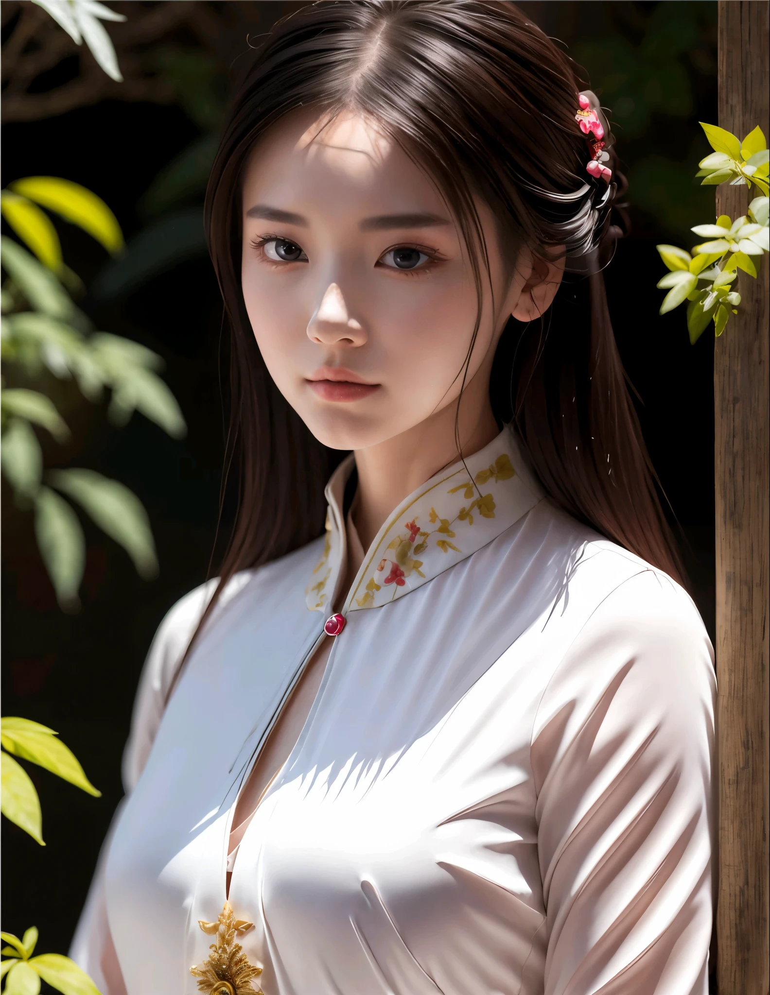 Arab Asian woman in a white dress standing in front of a tree, gorgeous chinese model, Ao Dai, with acient chinese clothes, white hanfu, beautiful Korean women, palatial palace ， a girl in hanfu, elegant japanese woman, Cheongsam, Japanese Models, Chinese dress, beautiful oriental woman, Chinese girl, korean women chinese women