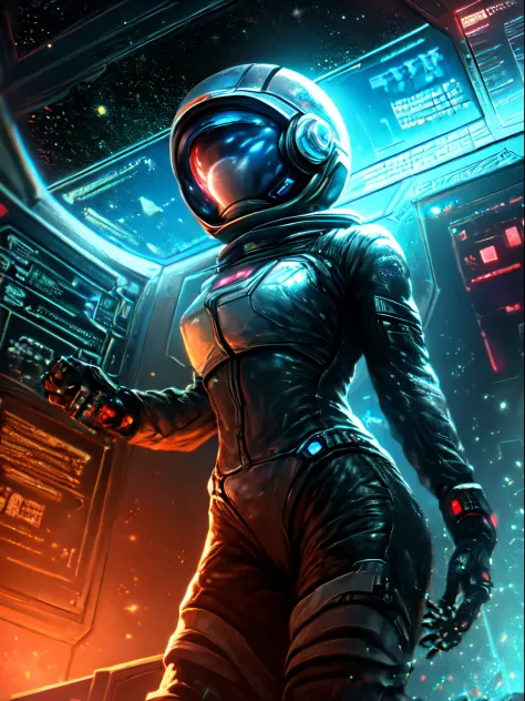 (best quality,4k,8k,highres,masterpiece:1.2),ultra-detailed,(realistic,photorealistic,photo-realistic:1.37),astronaut girl in de...