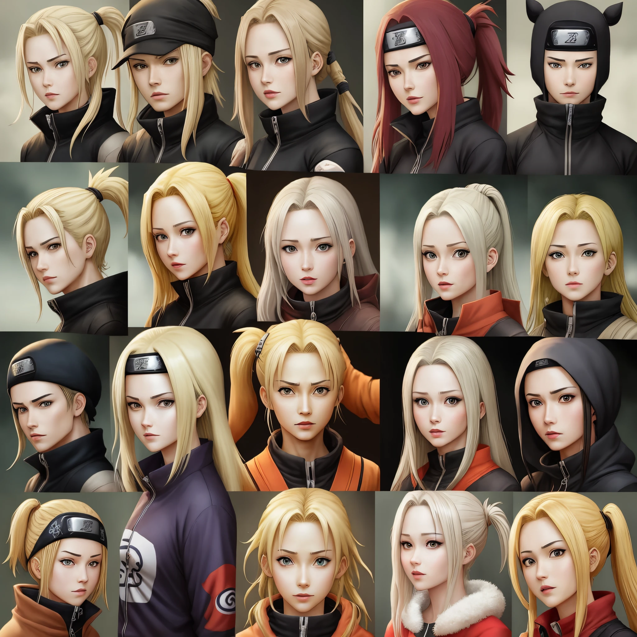 A group of different anime characters with different hair styles - SeaArt AI