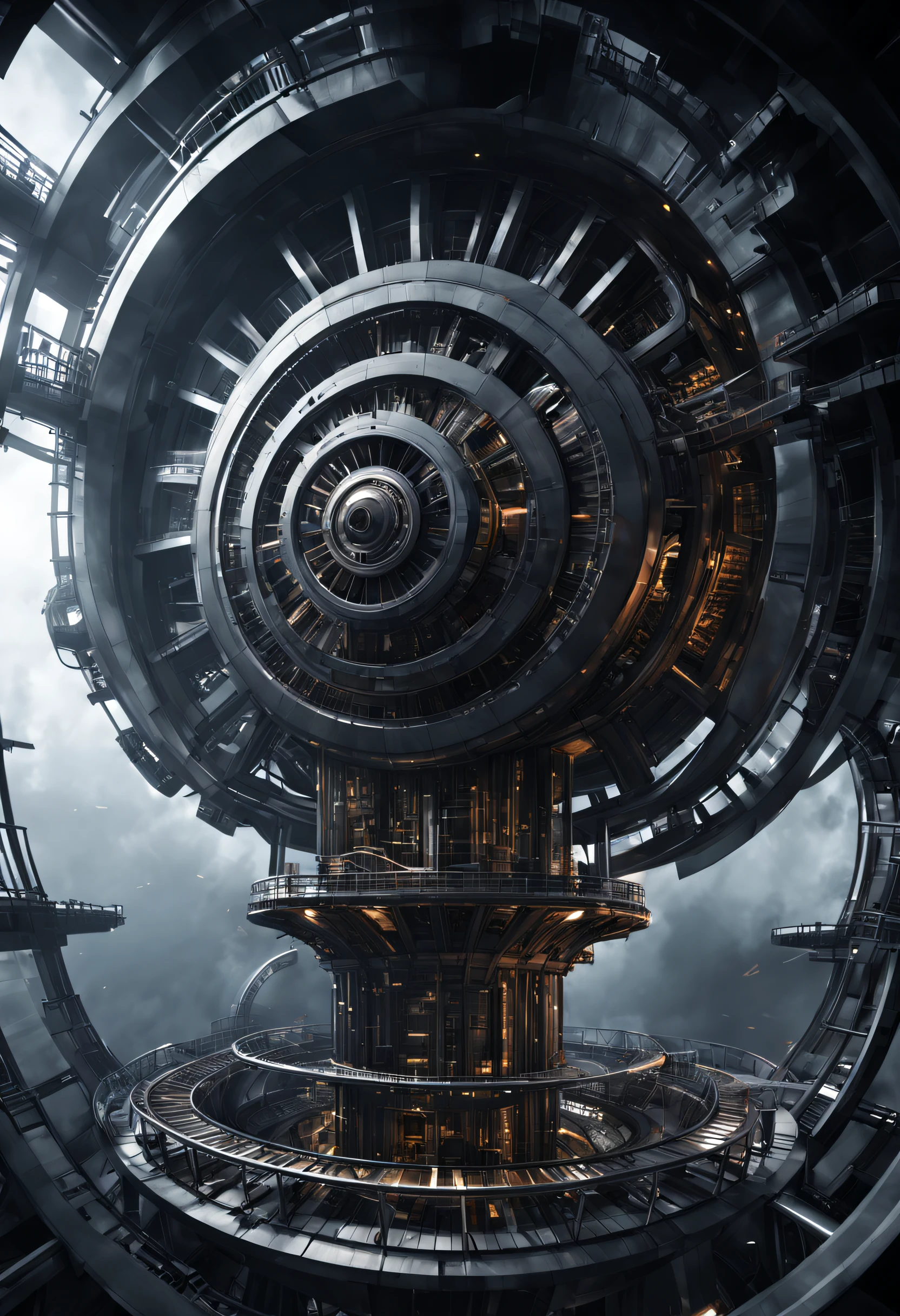 （Very unified cg scene design），（Giant sci-fi elevator to outer space），Complex structure，gear wheel，Titanium Alloy，Sophisticated construction，Ultra-complex structures，future people，sci-fy，Shoot from the bottom up