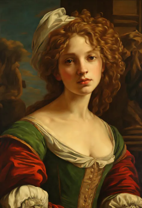 handsome girl, melancholy, ((in the style of Natale Schiavoni)),(Renaissance, baroque), ((Palette / oil painted)), ((tmasterpiec...