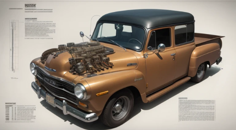 Engineering diagram showing an exploded view of a car 1952 GMC Suburban, with all its components separated and labeled. The illustration is detailed and technical.