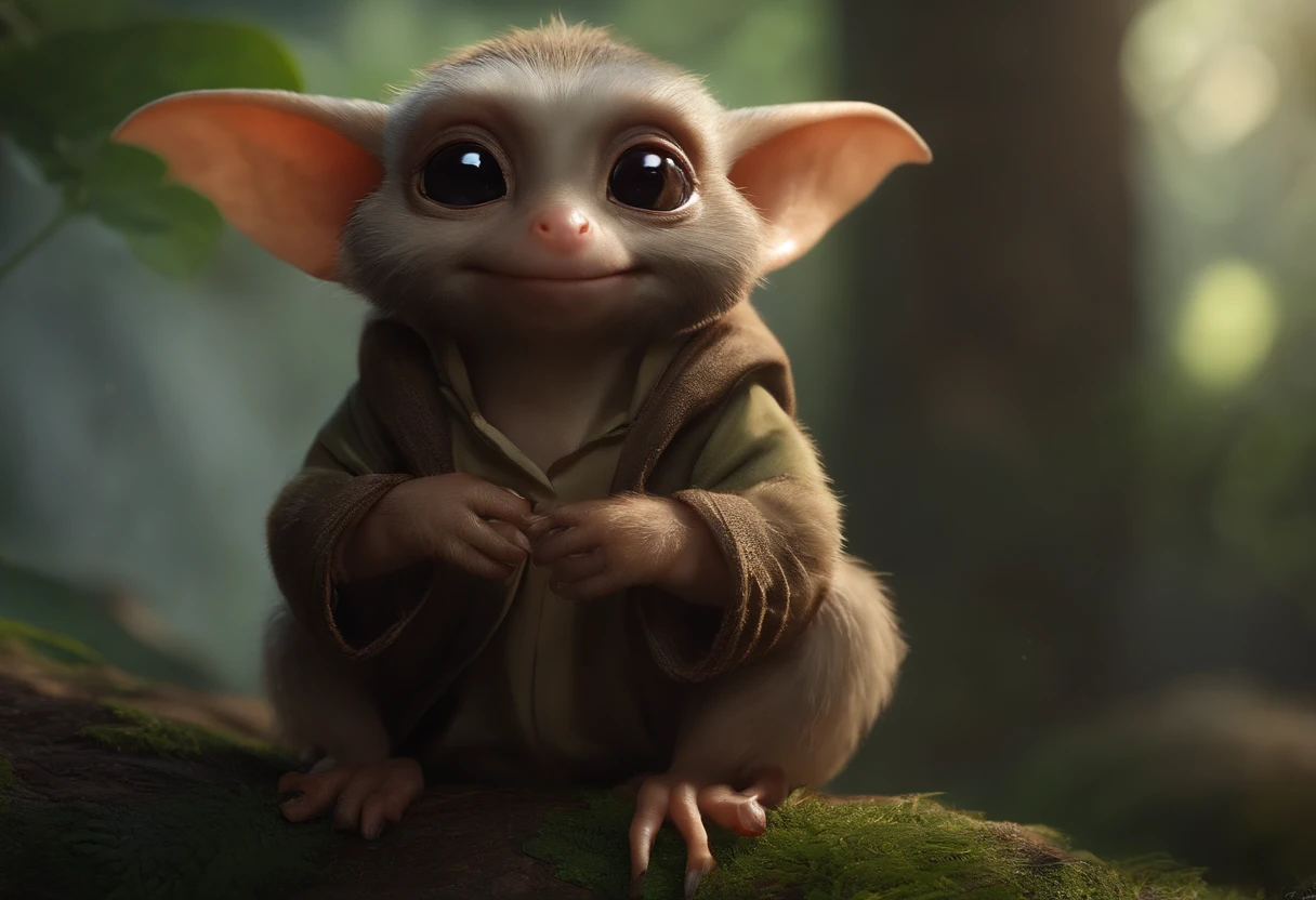 (CBZBB:1.25), ((gremlin),Zhkute, Small, baby, Beautiful, Fantasy art, deviant art, trending artstation, Digital Art, Detailed, Realistic, humanoid, character, tiny, Cinematic shot, a cinematic portrait of a gremlin-like mole, cute character, looks like a gremlin, large ears, elongated nose,, 真实感, Realism, tmasterpiece, Brad Jongsan walks in the jungle (Night of the Fireflies), (higly detailed: 1 1), rough face, natural skin, hiquality, NSFW, pretty eyes, (Detailed face and eyes), (s face: 1 2), tumult, Complementary, real-photo, ...PSD, Lightweight Film Photography, sharp-focus, contrast lighting, Detail Skin, high resolution 8k, Crazy detailing, Realistic, professional photo of a, 8K UHD, dslr, soft light, hiquality, film grains, Fujifilm XT3