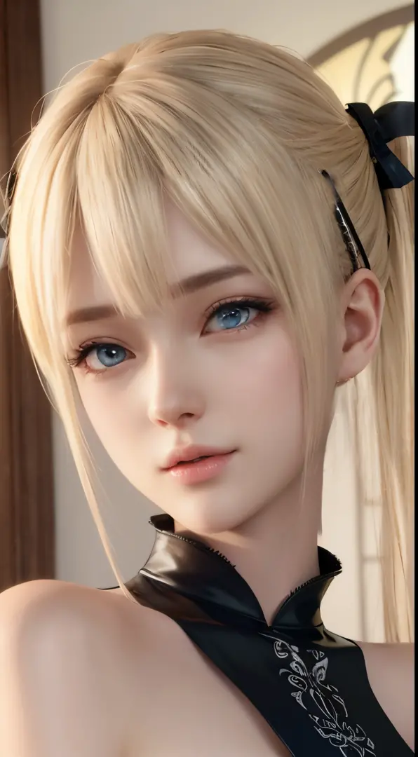 ​marie rose, blonde hair, hime-cut hair, masterpiece, 1 beautiful girls, detailed, swollen eyes, top-quality, 超a high resolution...