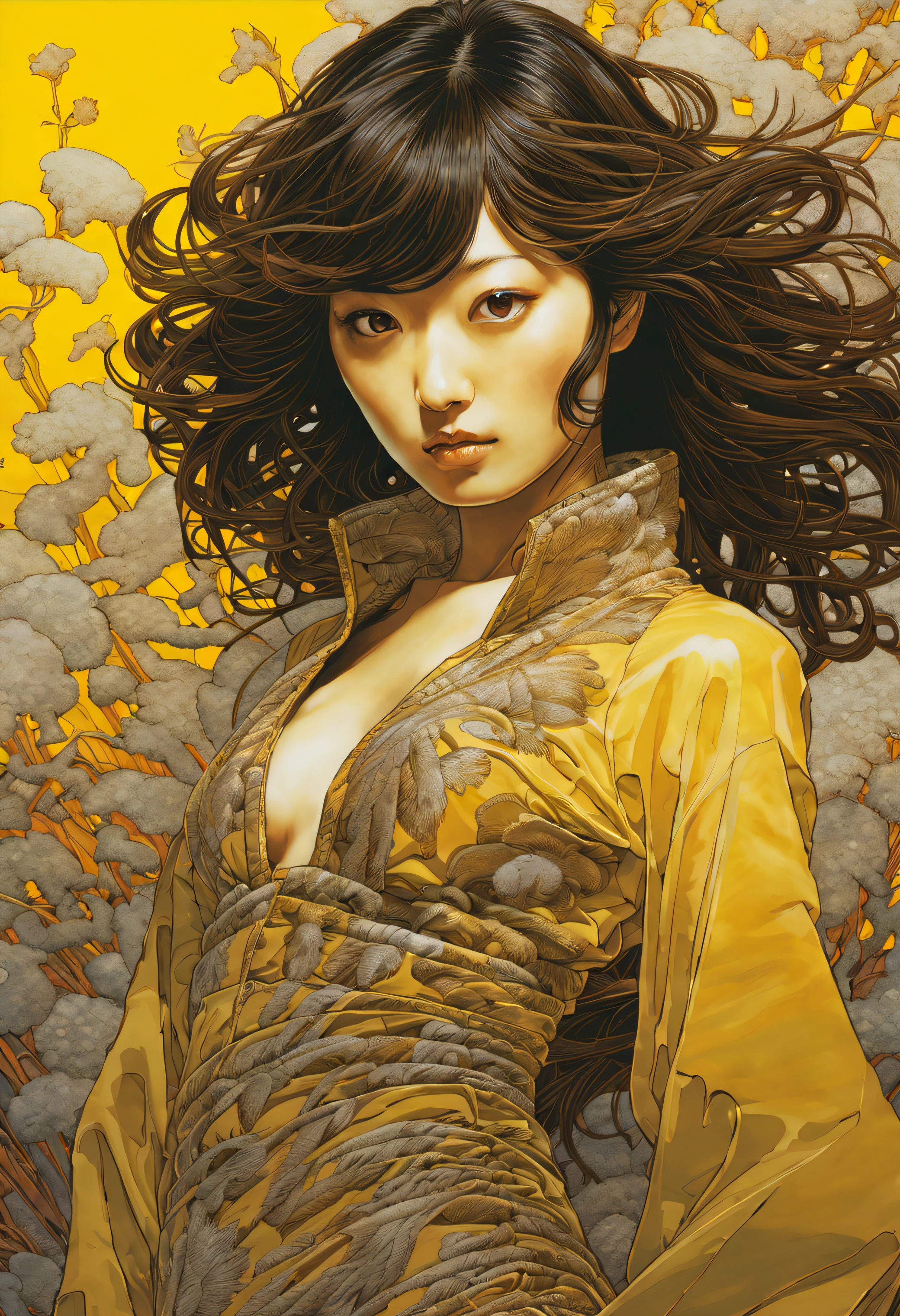 The artwork:Katsuya Terada 8K, hard disk, A masterpiece of precision and precision, Haruka Fukuhara&#39;s sexy braless appearance, Pantijo, tights, Haruka Fukuhara&#39;fur coat, Sweaters, deep brown eyes, yellow iris and brown eyeball, medium shot, Black hair, organic shape, hard edge, Anatomically correct body, sexy sexy pose, Hyper realistic, elegent,Cinematic lighting, Highly detailed, intense colors, Octane rendering Haruka Fukuhara, Surreal mood, Shimmering rich colors, iridescent accents, Dramatic shadows,Dynamic and atmospheric lighting, Anamorphic Lenses, Sharp Focus, A complex and high-definition masterpiece by Katsuya Terada, in style of katsuya terada