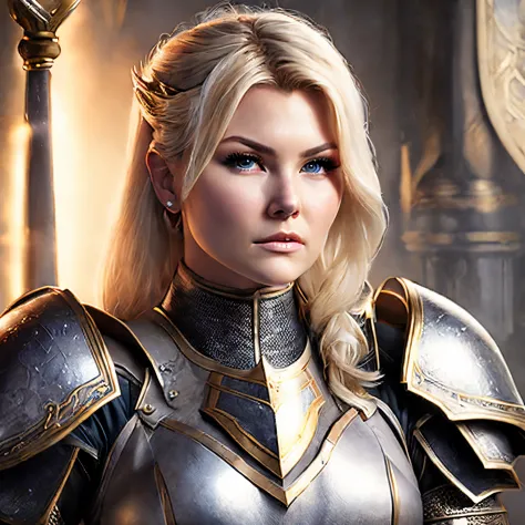 a close up of a woman in armor with a sword, elisha cuthbert as a rpg warrior, elisha cuthbert as a d&d paladin, elisha cuthbert as a paladin, female dragonborn, unreal engine character art, stunning character art, fantasy paladin woman, unreal engine fant...