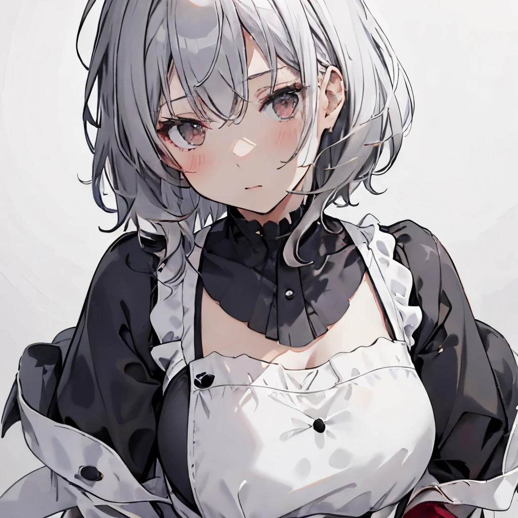 Anime girl with white hair and black and white dress - SeaArt AI