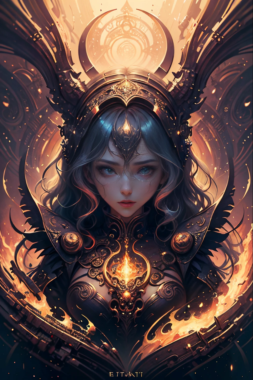 FIRE, wavy, symmetrical design, colorful design, Paisley design, magical design, (masterpiece, top quality, best quality, official art, beautiful and aesthetic:1.2), extreme detailed, (fractal art:1.3), entangle, colorful , magical, cinematic light, erotic, erotic pose,