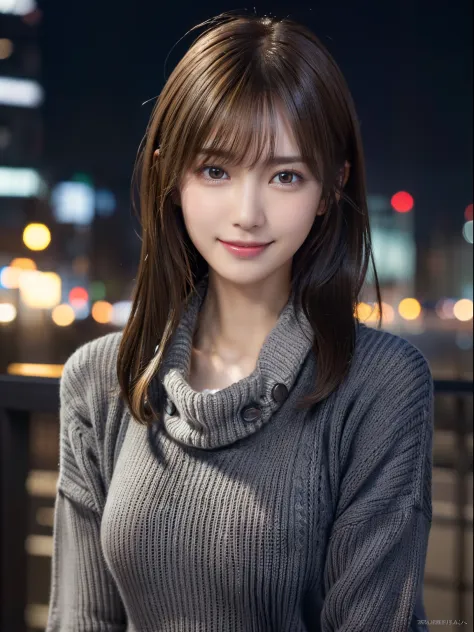 1 japanese girl,(Dark grey sweater:1.4),(wears a large muffler around his neck:1.2), (Raw photo, Best Quality), (Realistic, Phot...