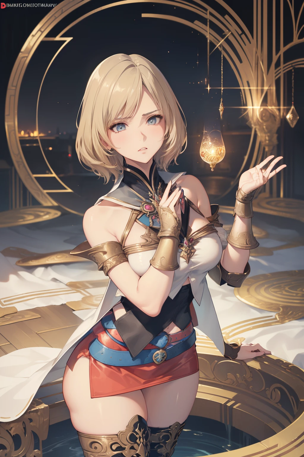 (the golden ratio,masutepiece, of the highest quality, Best Quality, Beautiful and aesthetic:1.2), ighly detailed, Colorful,highest details, (Adults,age19,1girl in, Solo, Final Fantasy 12,Ashelia, shorth hair, short-hair,Ashelia Costume, Colossal tits, a miniskirt,thigh high boots, thighs thighs thighs thighs, jewely,Contemptuous look,Eyes like looking at garbage, her hand lifts her skirt.,Show me your panties,trying to trample you