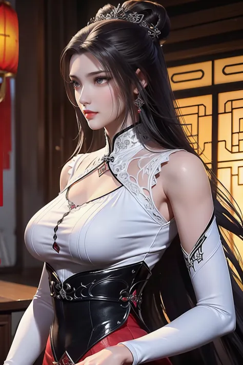 a close up of a woman in a black and red outfit, a beautiful fantasy empress, ((a beautiful fantasy empress)), xianxia fantasy, ...