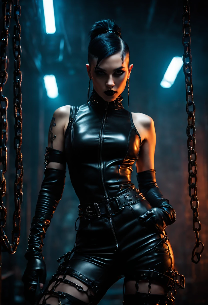 sexy dominatrix, slim figure, gothic atmosphere:1.1),photo 