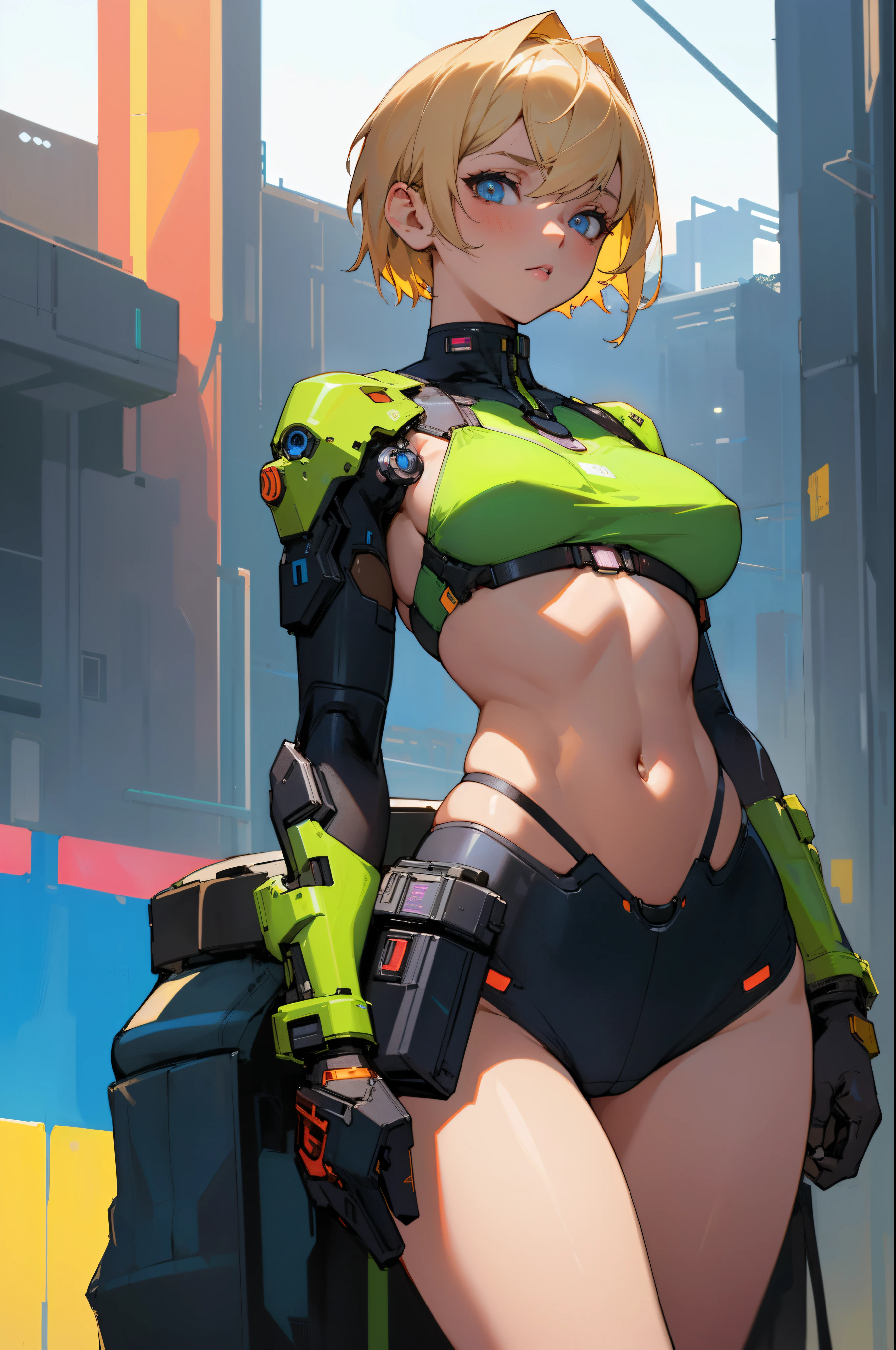 A woman in a bikini and a green and black suit - SeaArt AI