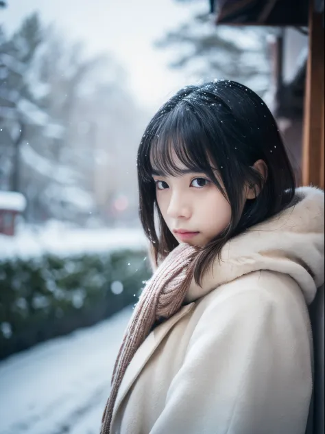 while watching the snow falling quietly. her introspective and tearful expression、makes you feel longing for winter nights and m...