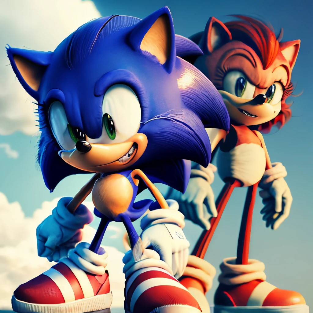 Sonic the hedge and tails are standing next to each other - SeaArt AI