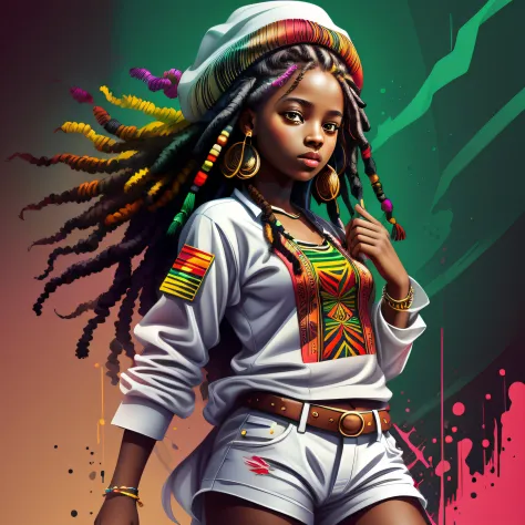 vector art,smudge art(1girl rasta with white clothes)mafia