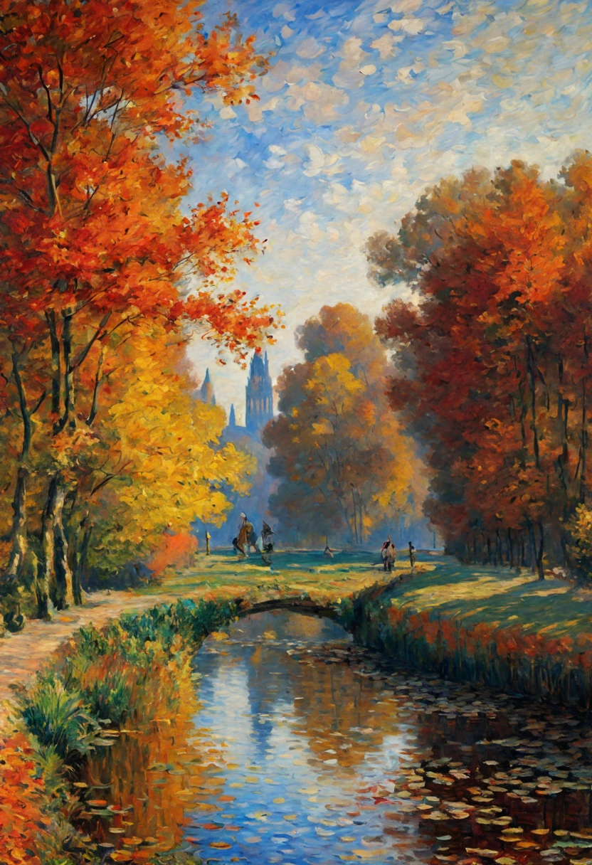 by Claude Monet, autumn, Enhance, intricate, (best quality, masterpiece, Representative work, official art, Professional, unity 8k wallpaper:1.3)