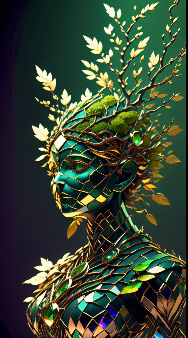 Plant Maiden，Vine Princess，Witch of Thorns，Beautiful line art photo，Use gold strokes and rainbow paint，Golden Maiden，the golden ratio，Melted wax，Visible brush strokes，surrounded by crystal spheres，3D Mosaic Wireframe，neuroimaging，neurons，The Tree of Life，colours，California，intense emotion，Oil on canvas，Thick strokes，insanely details，8k ultra high definition，tmasterpiece，art  stations，ultra-realistic realism，plant witch，Vine Queen，Witch of Thorns