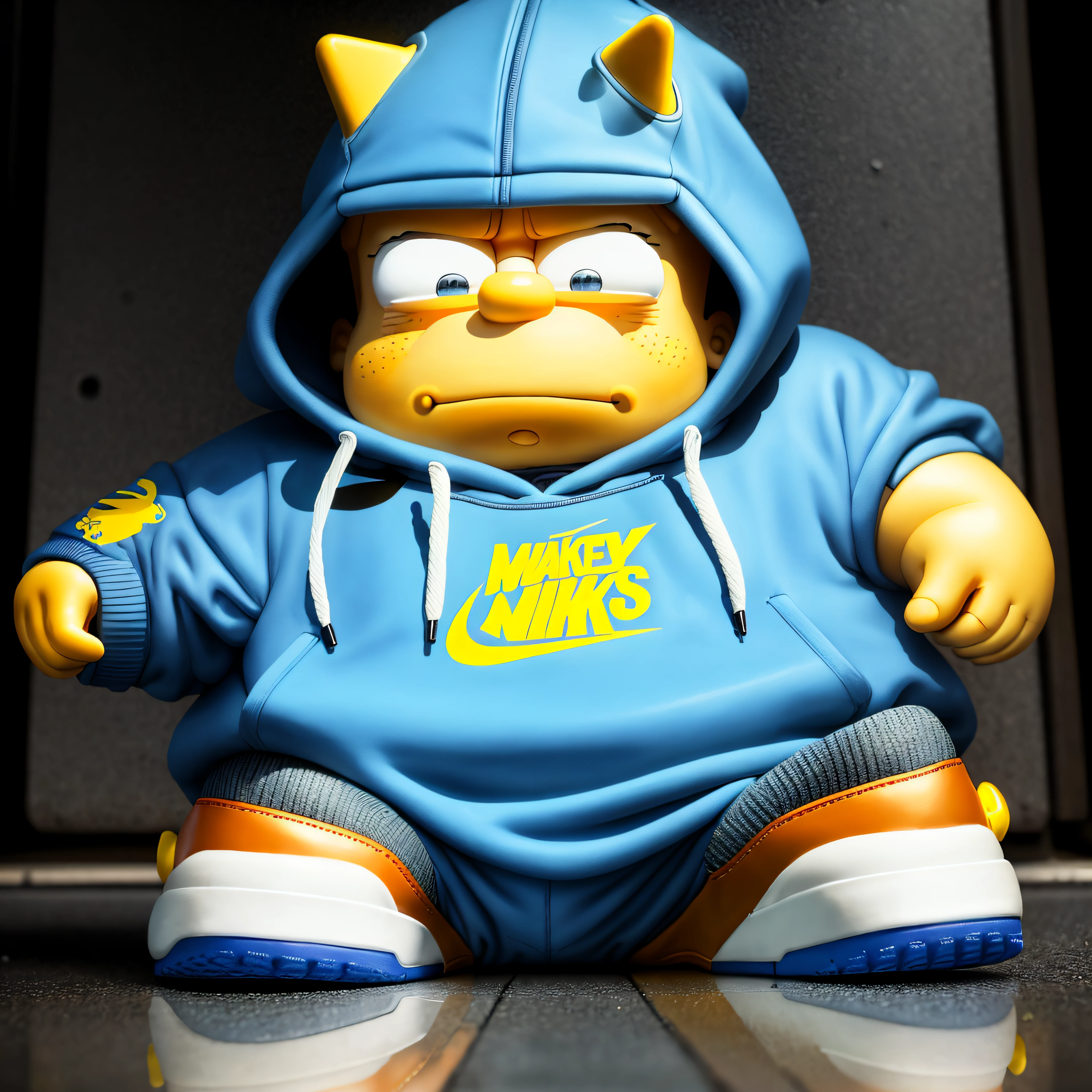 A close up of a toy figure of a person wearing a hoodie - SeaArt AI