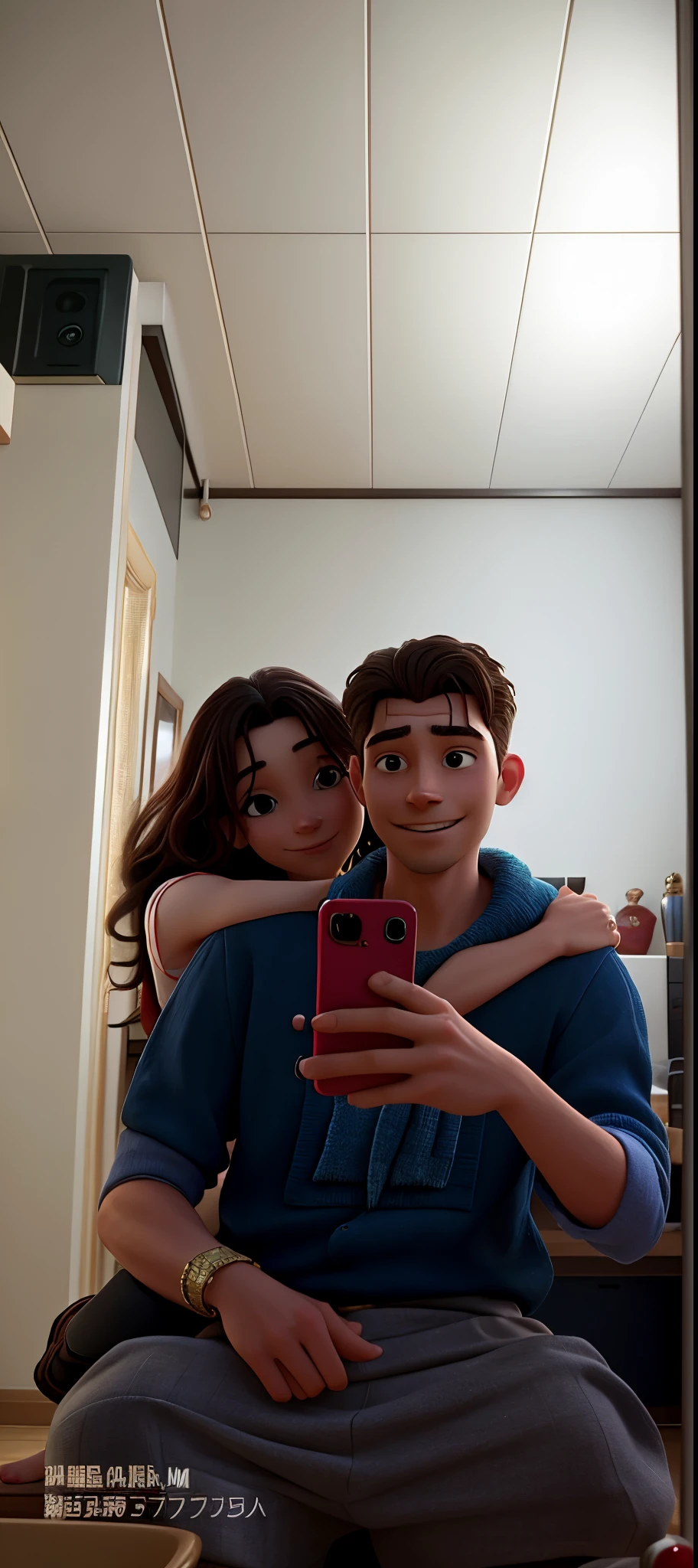 A Young Couple In Love Taking Selfie With A Mobile Phone In The Handsome  Guy's Hand And Drawn Media Communication Icons Above Them, Confused Ideas  Concept Stock Photo, Picture and Royalty Free