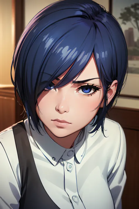 (Best Quality,4k,8k,highres,巨作:1.2),A highly detailed,(Realistic,Realistic Photos,Realistic Photos:1.37),Touka Kirishima,Short d...