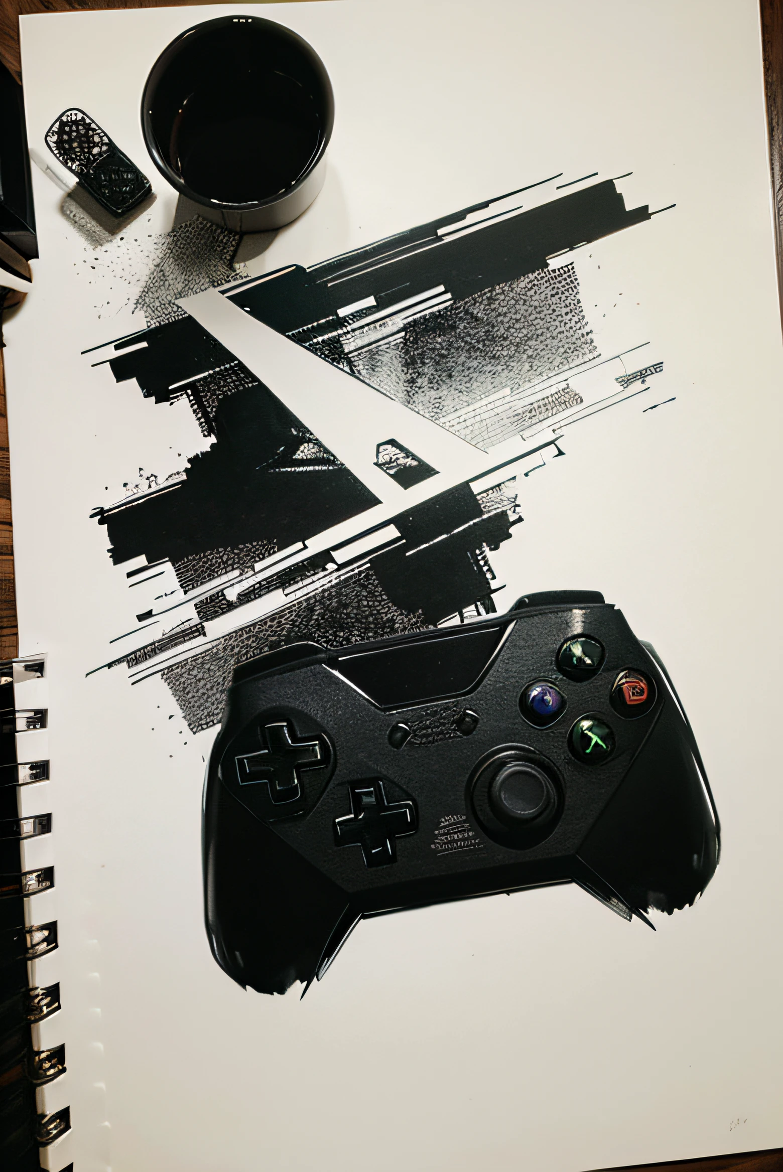 A close up of a drawing of a video game controller - SeaArt AI