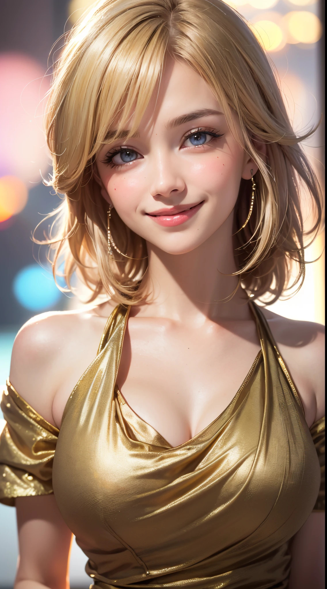 (UHD, retina, masterpiece, ccurate, anatomically correct, textured skin, super detail, high details, high quality, best quality, highres, 1080P, HD, 4K, 8k, 16k), (beautiful detailed eyes, beautiful detailed lips, extremely detailed eyes and face), studio lighting, physically-based rendering, vivid colors, (big tits, super big tits, super extra big tits, glamorous body), (wise man:1.5), (portrait, blonde hair, shiny hair, shiny skin), (bokeh), (tilt your head to the side:1.5), eye reflection, (blush, smile:1.5),