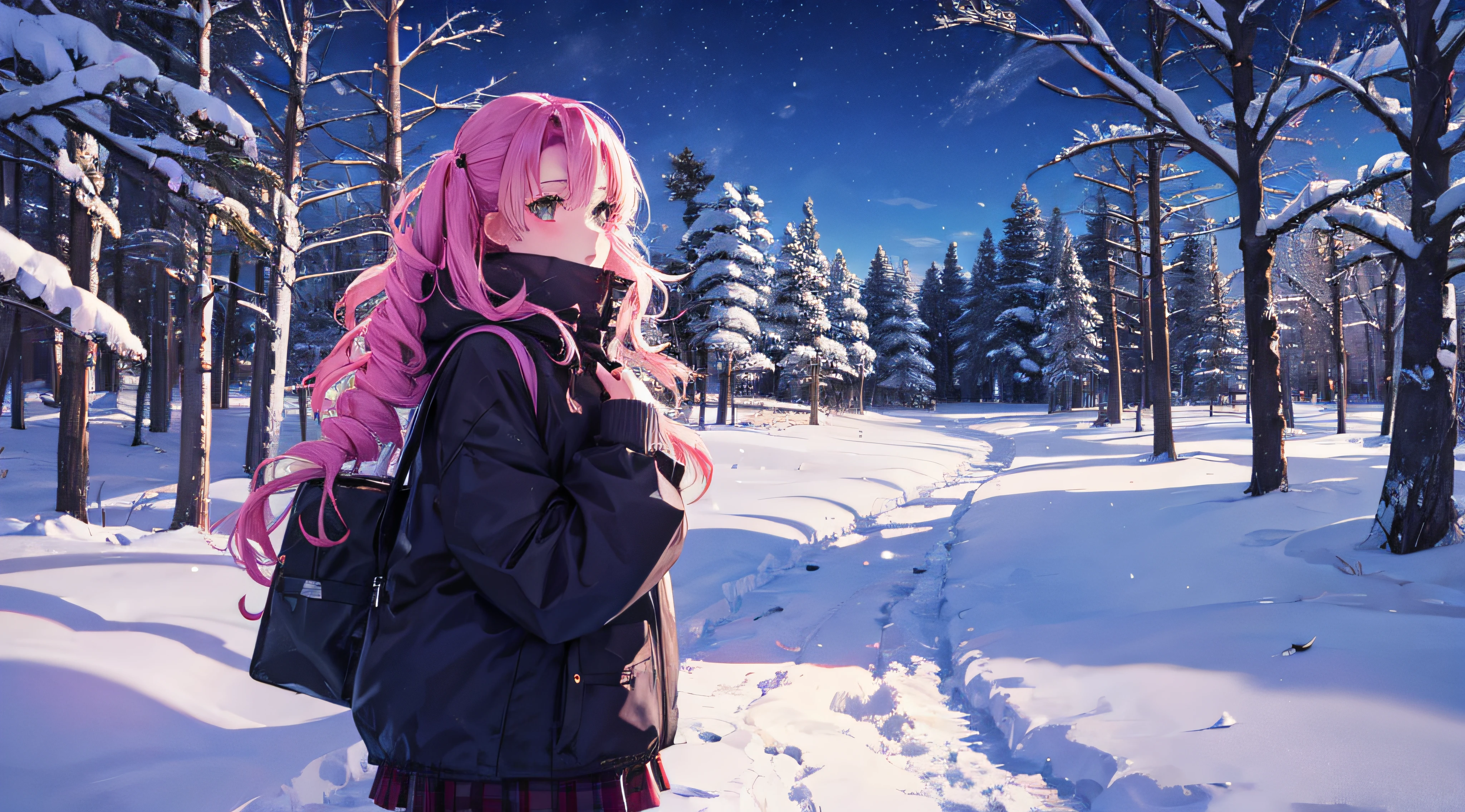 Mitsuri Kanroji,セーター付きの服,森の雪の夜