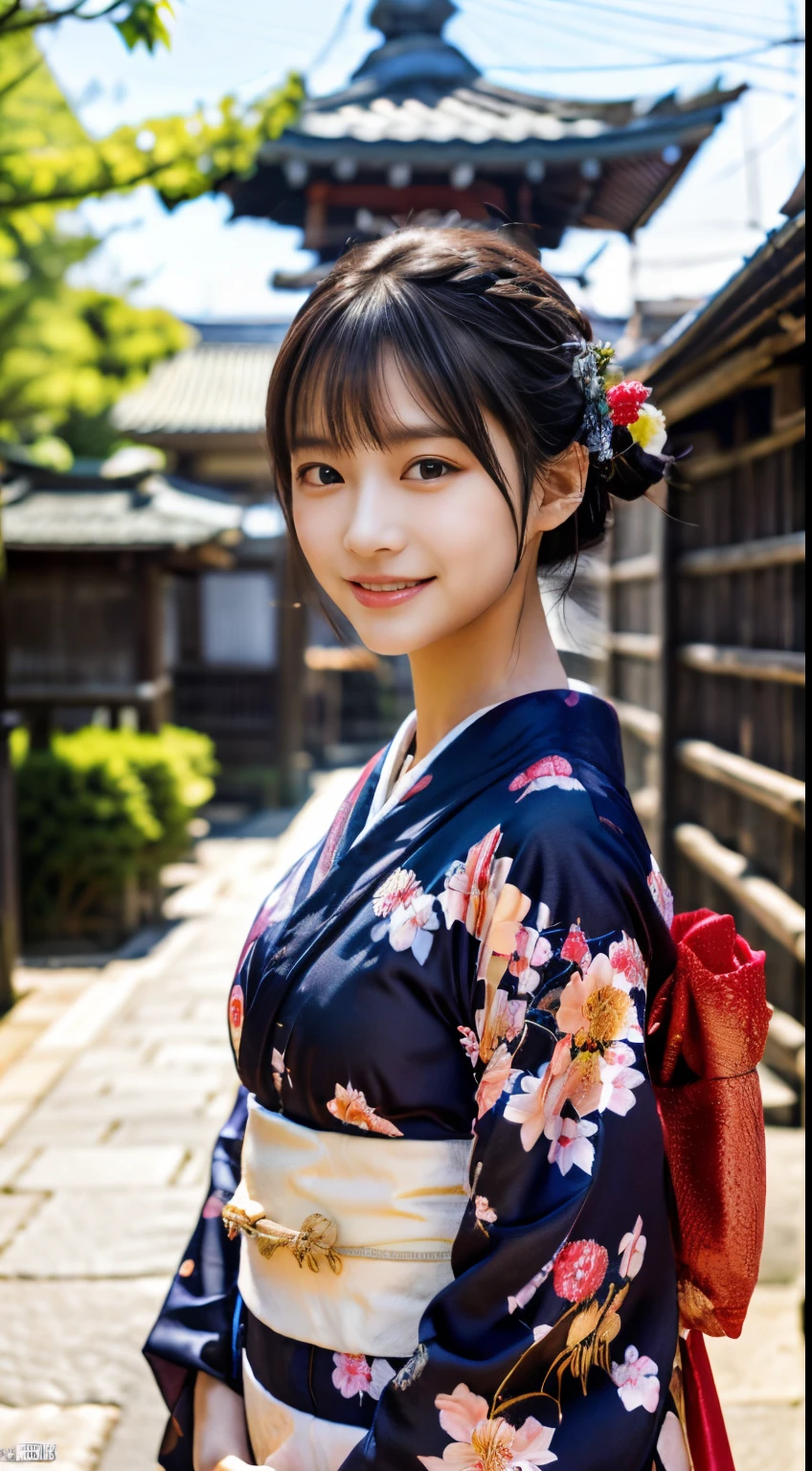 (red kimono:1.2)、(Kyo-Yuzen:1.2)、(Floral pattern in Japanese style:1.0)、(furisode:1.5)、(Japanese traditional classic pattern:1.2)、or、(top grade)、One woman、sixteen years old、full body Esbian、A darK-haired、(reallistic:1.7)、((Top image quality))、absurderes、(超A high resolution)、(Photorealsitic:1.6)、Photorealsitic、octane renderings、(hyper realisitic:1.2)、(photorealiscic face:1.2)、(8k)、(4K)、(​masterpiece)、(realistic skin textures)、(illustratio、Cinematographic lighting、wall-paper)、(beautidful eyes:1.2)、((((face perfect))))、(Cute face like an idol:1.2)、(is standing)、shrines、tori ready、(1 moon)、Detailed cute face、Realistic Beauty、A smile、