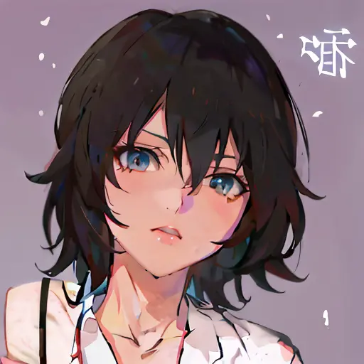 anime girl with black hair and red eyes wearing a white shirt, anime moe artstyle, anime style portrait, fubuki, in an anime sty...
