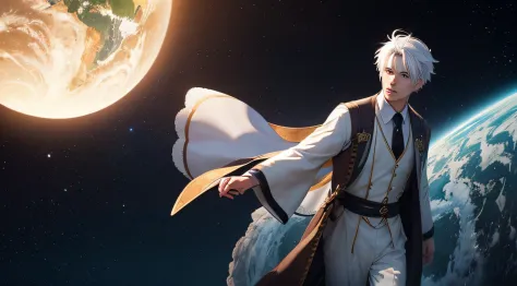 【Gorgeous scene description】A bright light flashed，Light up the vast universe，1 white-haired male，This monk who has been away fr...