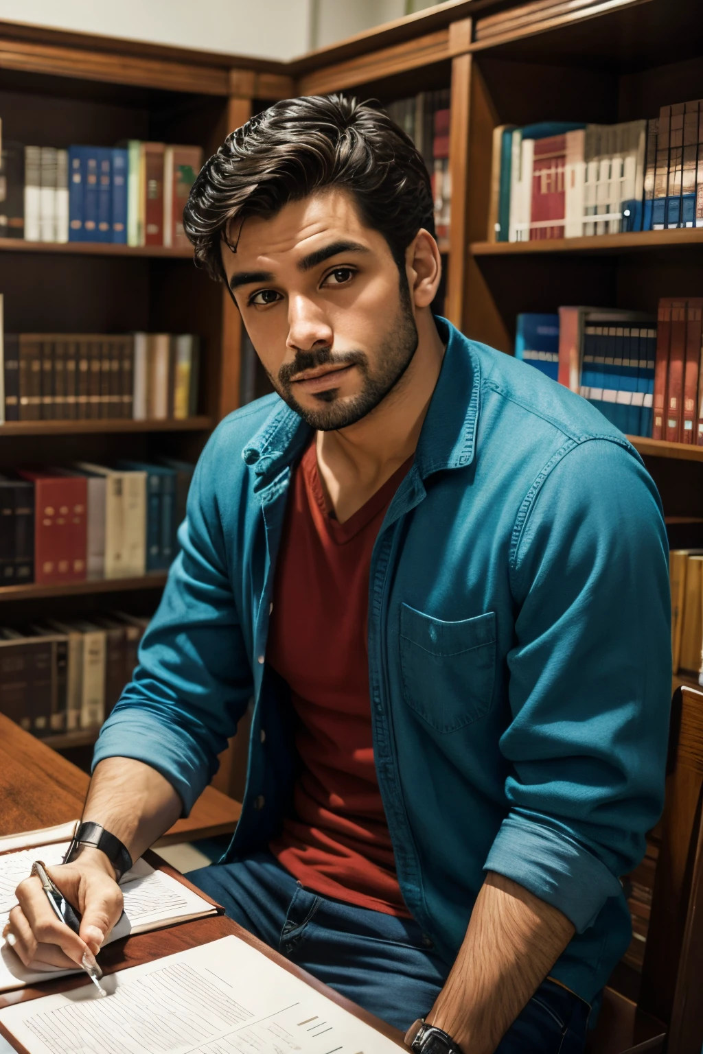 Photo of a man in a library