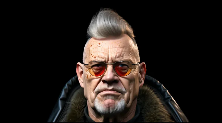 realistic a close up of a (old man) with a “beard and sunglasses”, sfm render, cyberpunk old man, from half-life 2, donald trump...