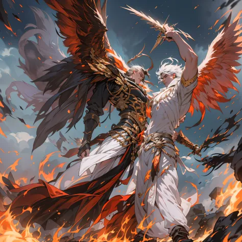 The subject：Angel vs demonio,pulso de fuego,lucha de brazos,prueba de fuerza,el cielo vs el infierno,lucha maganime,alas de agel...