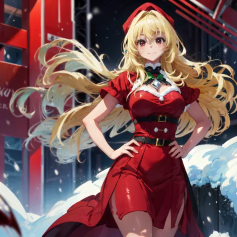 Yami looking happy, showing off her christmas outfit and looking proud