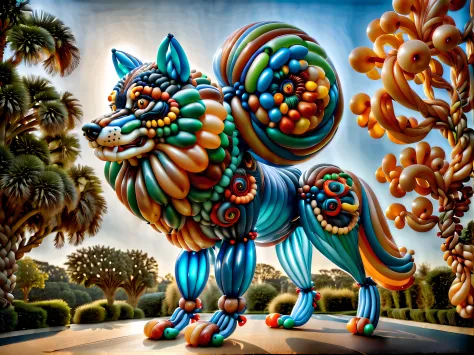 (((Balloon Twisted Wolf Stunning Details Balloonz Art:1.3))), (((A twisted balloon is made:1.3))), psychedelic dark fantasy, Bas...