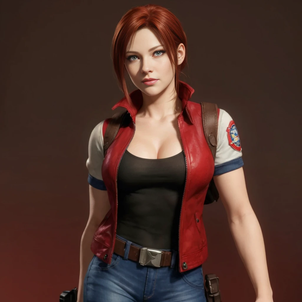 (Claire Redfield:1.1), (perfect facial features:1.1), (belos olhos detalhados, beautiful detailed lips, olhos e rosto extremamente detalhados, long eyelashes), (fotorrealista:1.37), (ultra-detalhado, Realistic), (retrato, horror), (vivid colors), (studio lighting), (tons de cores sutis), (foco nítido), (Bokeh)