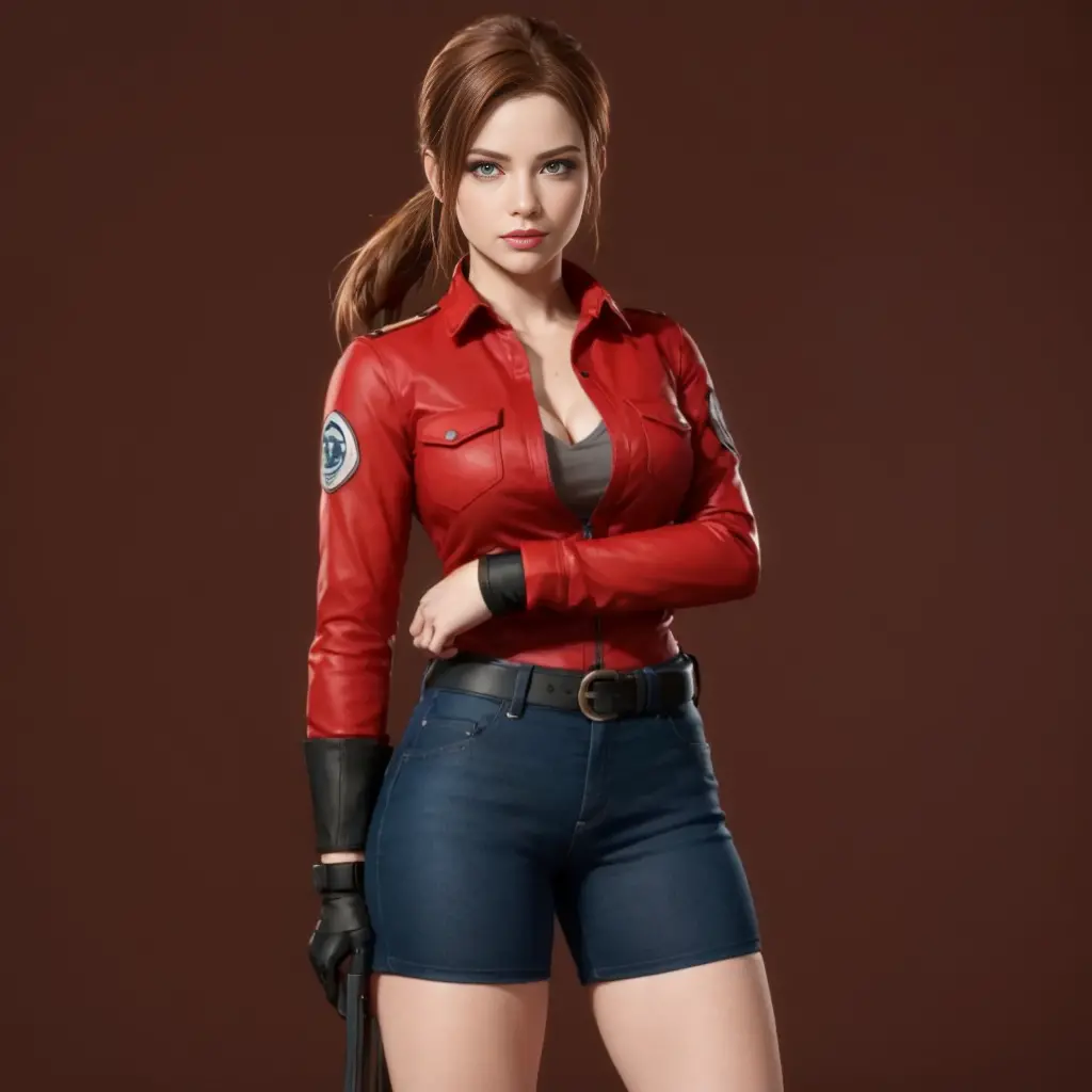 (claire redfield:1.1), (perfect facial features:1.1), (belos olhos detalhados, beautiful detailed lips, olhos e rosto extremamen...