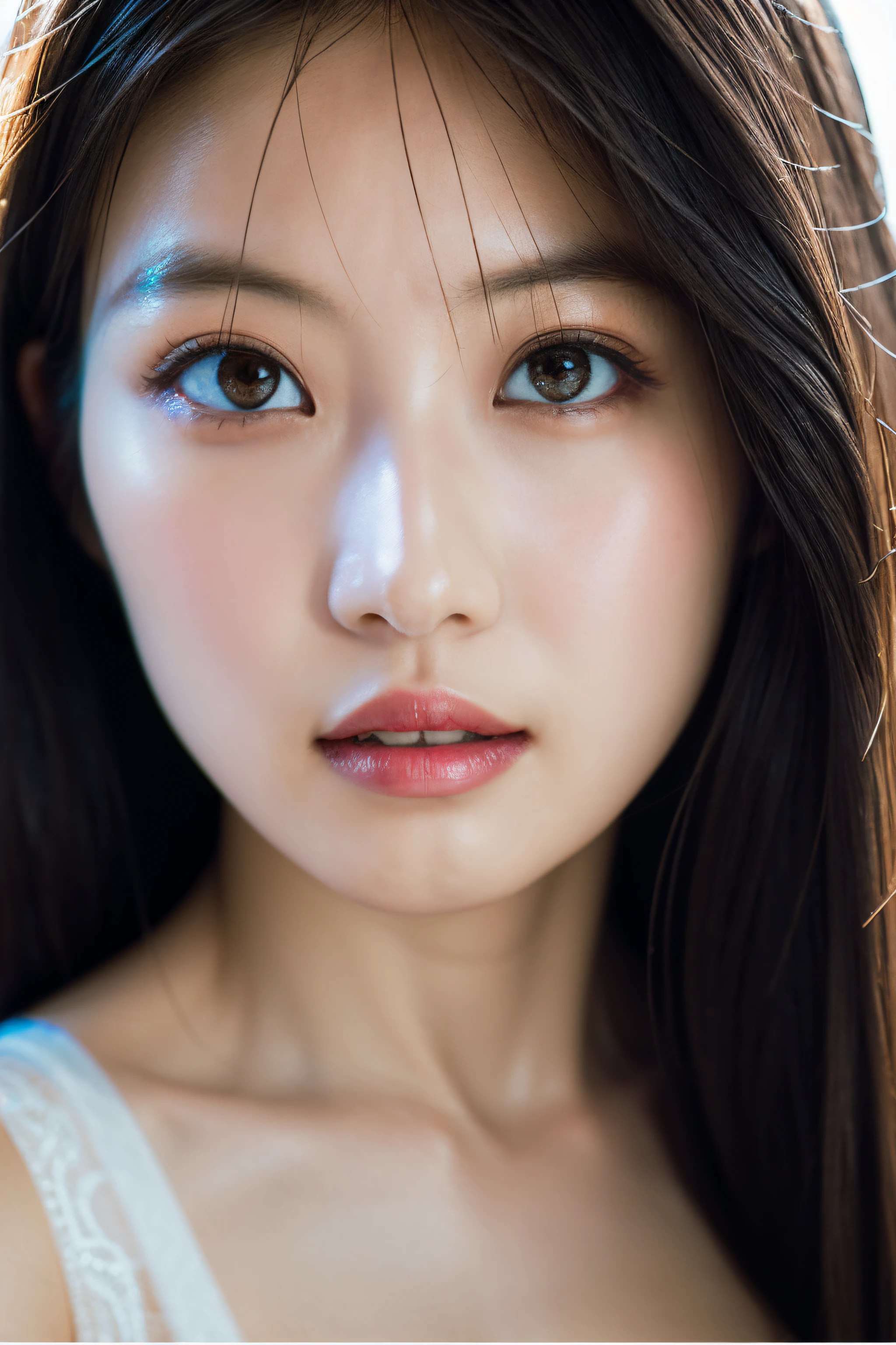 cinematic photo beautiful Chinese lady, serious, black eyes, medium black hair, hyperdetailed photography, soft light, detailed face, real skin, head and shoulders portrait, lingerie, cinematic photorealistic, 8k uhd natural lighting, raw, rich, intricate details, key visual, atmospheric lighting, 35mm photograph, film, bokeh, professional, 4k, highly detailed . 35mm photograph, film, bokeh, professional, 4k, highly detailed