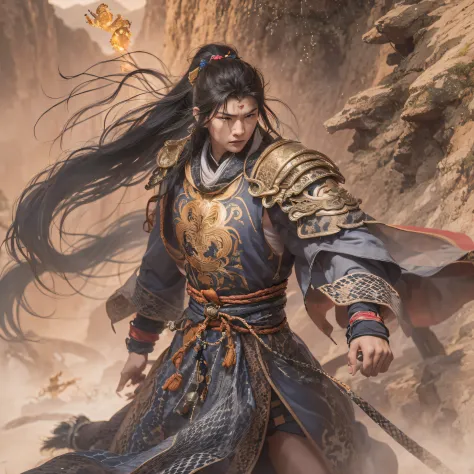 cinematic cgsociety,，Tropical canyon battle scene、Chinese Big Breasts、with an antique feel、three kingdoms、Humanity、100 people、Te...