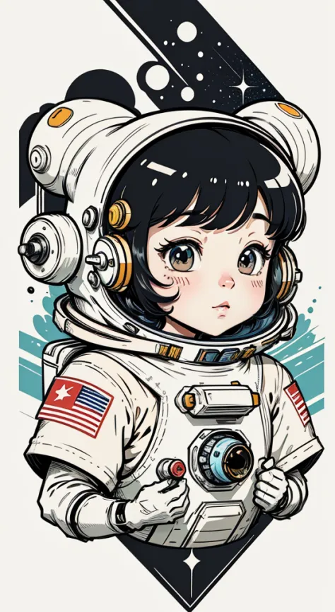 space poster design。spaceship。the astronaut。cartoon vector style, black red blue。change， flat anime style, cartoon minimalism, f...