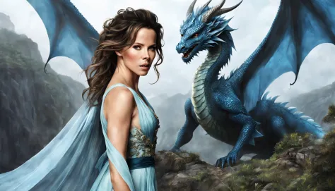 ((melhor qualidade)), ((obra-prima)), (detalhado), empress dragon "kate beckinsale", olhos realistas, cabelo preto, olhos azuis,...