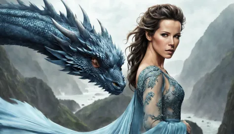 ((melhor qualidade)), ((obra-prima)), (detalhado), empress dragon "kate beckinsale", olhos realistas, cabelo preto, olhos azuis,...