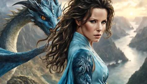 ((melhor qualidade)), ((obra-prima)), (detalhado), empress dragon "kate beckinsale", olhos realistas, cabelo preto, olhos azuis,...