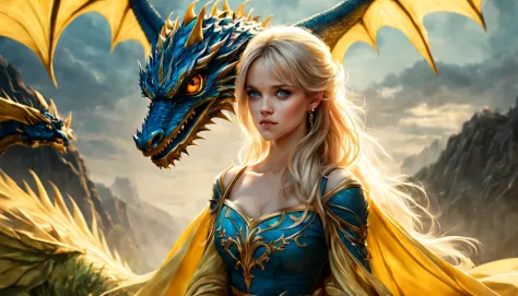 ((melhor qualidade)), ((obra-prima)), (detalhado), empress dragon "reese witherspoon", olhos realistas, cabelo preto, olhos azui...